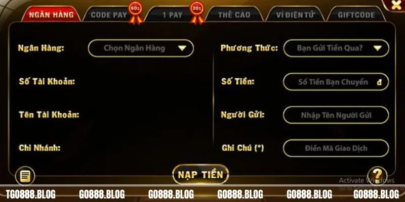 Nạp tiền Go88 - Hướng dẫn chi tiết cho giới cược thủ 2 Hướng dẫn chi tiết cách nạp tiền - Anh em cược thủ không nên bỏ qua